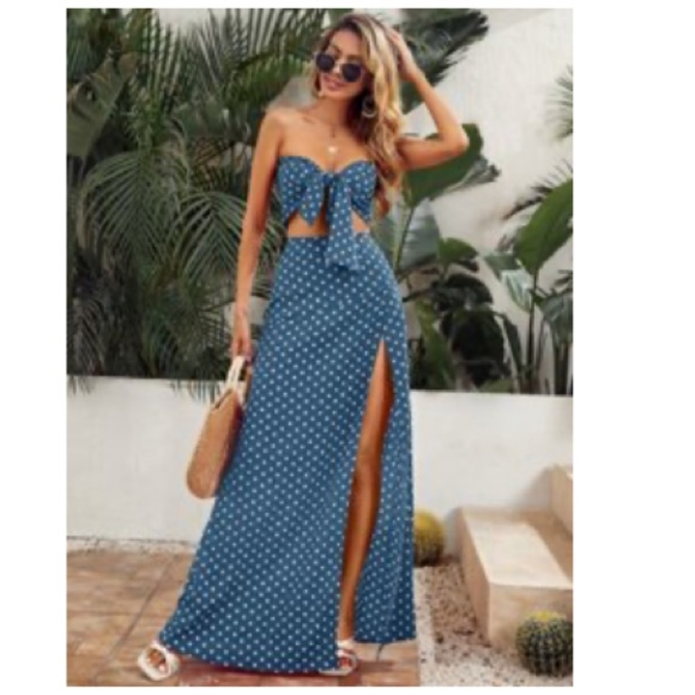 Blue Polka Dot Skirt Duo NWOT